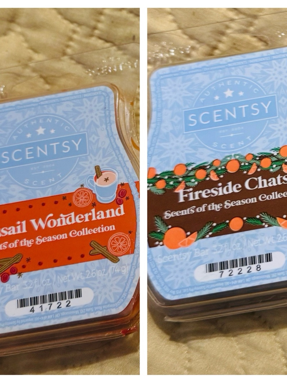 Scentsy Cran-Orange & Brown Fireside Seasonal Wax Bar Duo